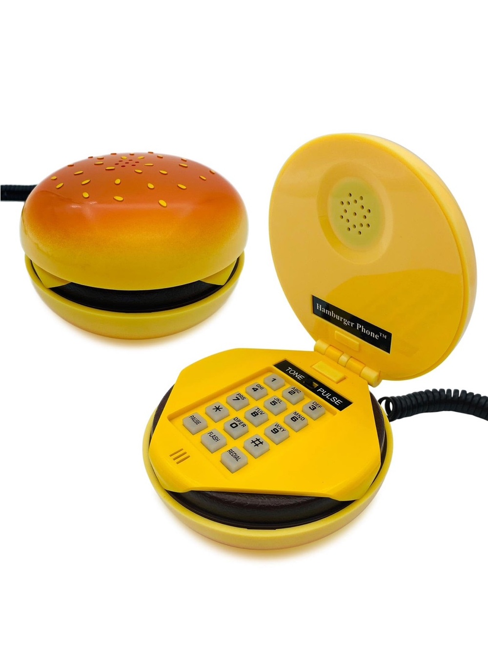 Hamburger Telephone Novelty Phone - Yellow/Brown